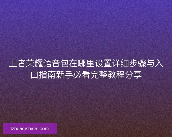 王者荣耀语音包在哪里设置详细步骤与入口指南新手必看完整教程分享