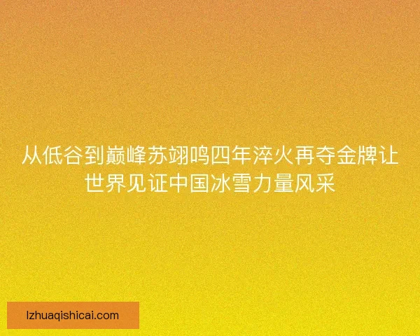 从低谷到巅峰苏翊鸣四年淬火再夺金牌让世界见证中国冰雪力量风采