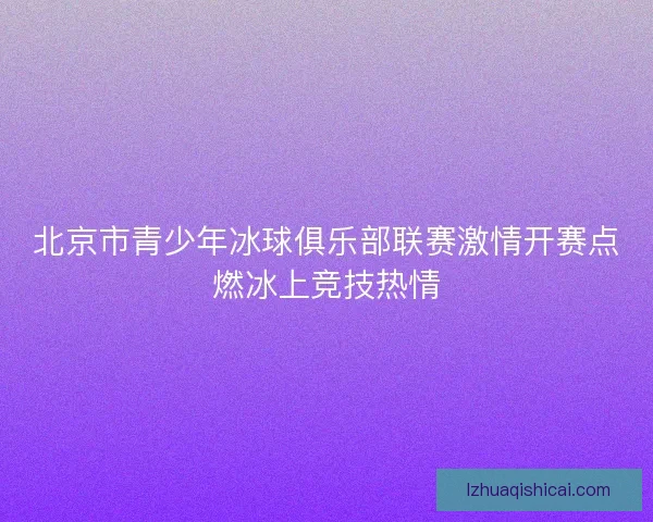 北京市青少年冰球俱乐部联赛激情开赛点燃冰上竞技热情